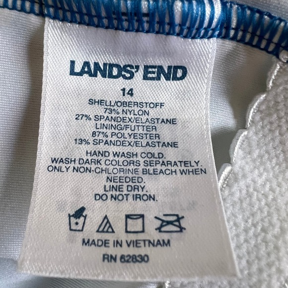 Lands End Womens Blue White Striped Sailboat One Piece Swimsuit 14 511556 - Picture 4 of 6